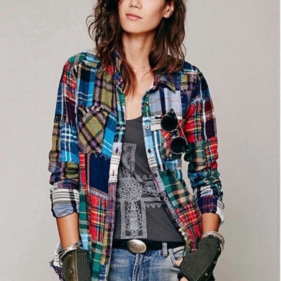 We The Free Tops - We The Free Free People Lost in Plaid Flannel Shirt RARE